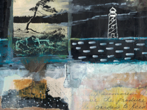 Small Abstract Art - Between Shadow and Light / 8x8/ Mixed Media Collage