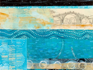 Mixed Media Abstract - "A Remarkable Time"- 7.5" x 10" Mixed Media Collage on Paper